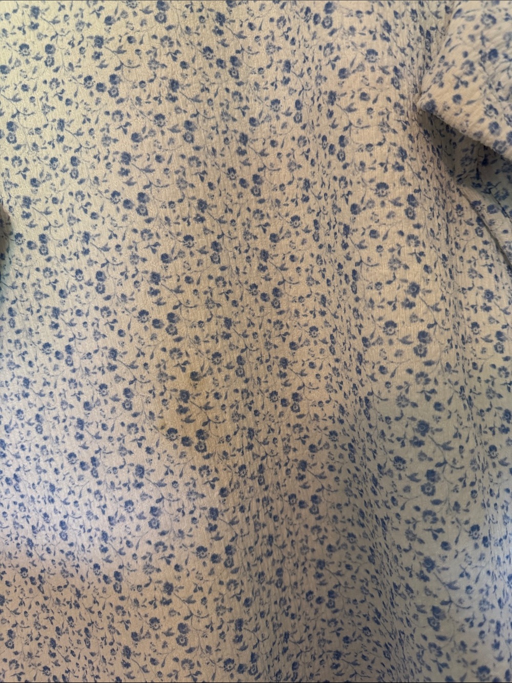 SHEIN White and Blue Floral Puff Sleeve Blouse - Picture 3 of 8